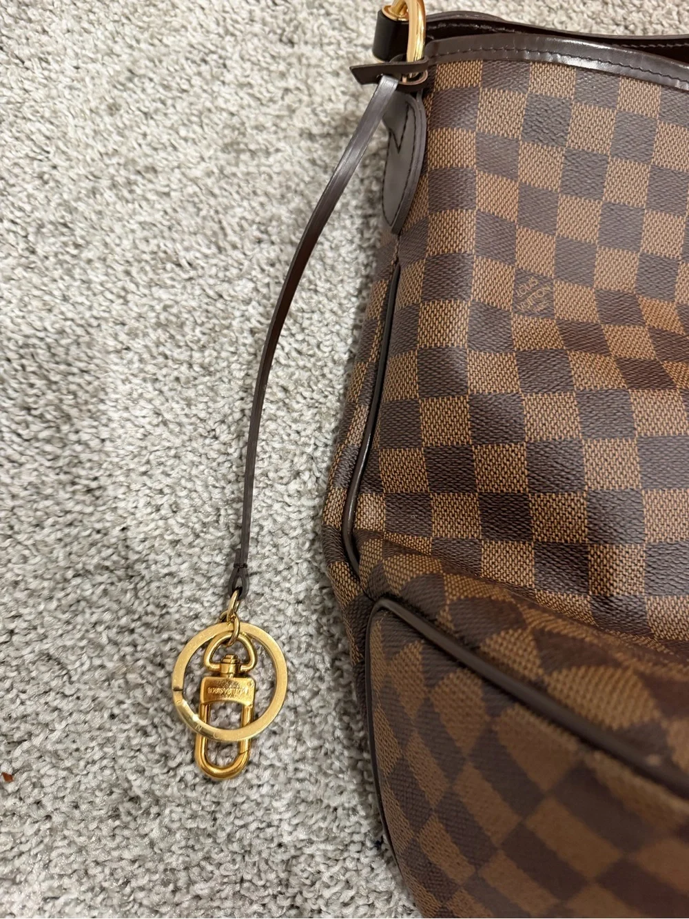 Louis Vuitton Damier Ebene Hobo Shoulder Bag - Dark Brown Check